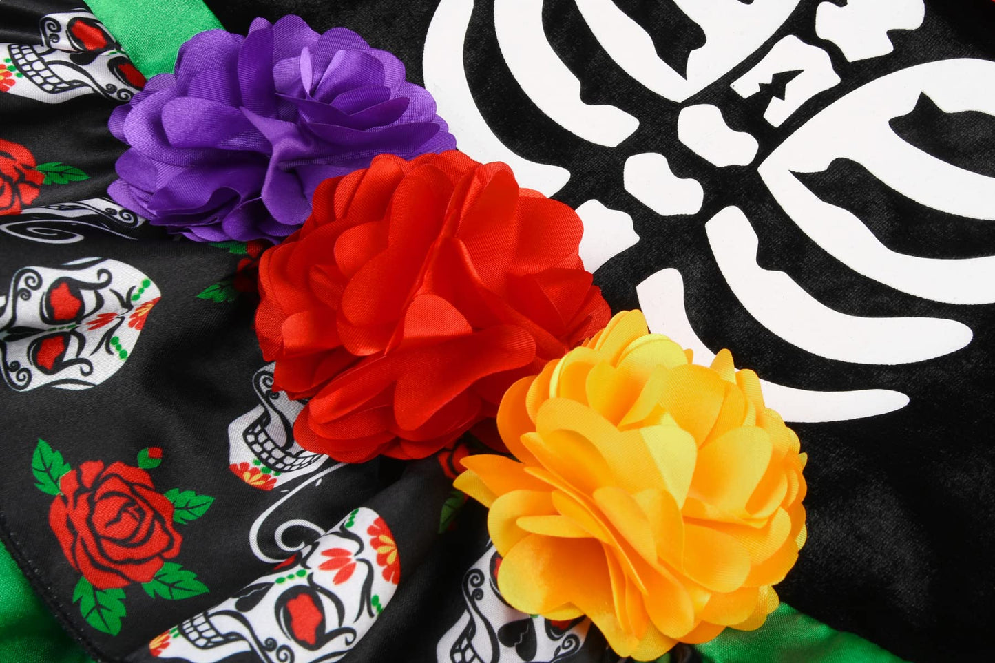 Relibeauty Kids Day Of The Dead Costume For Girls Sugar Skull Costume With Flower Headband 110