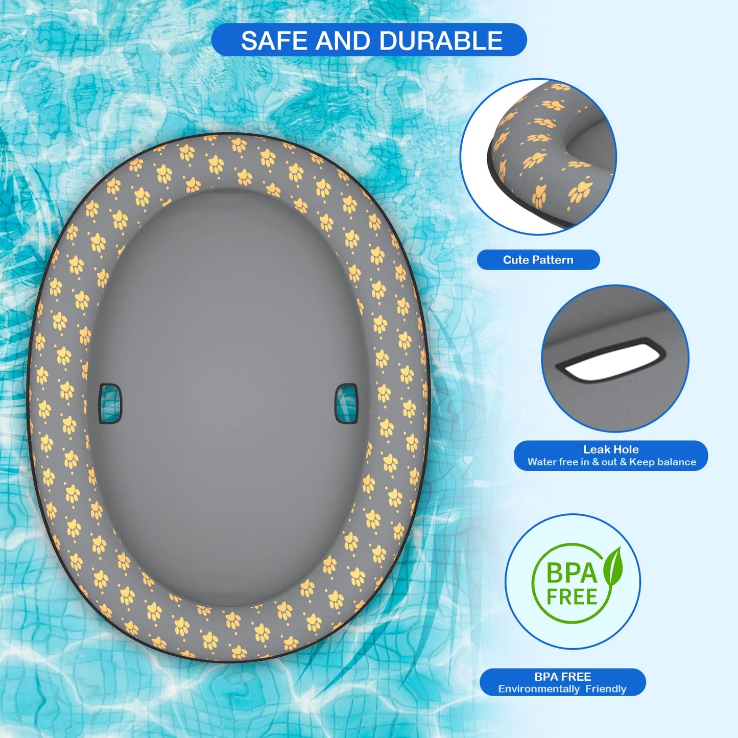 Pet Soft Dog Float Raft - Inflatable Dog Swimming Float For Summer (Gray)