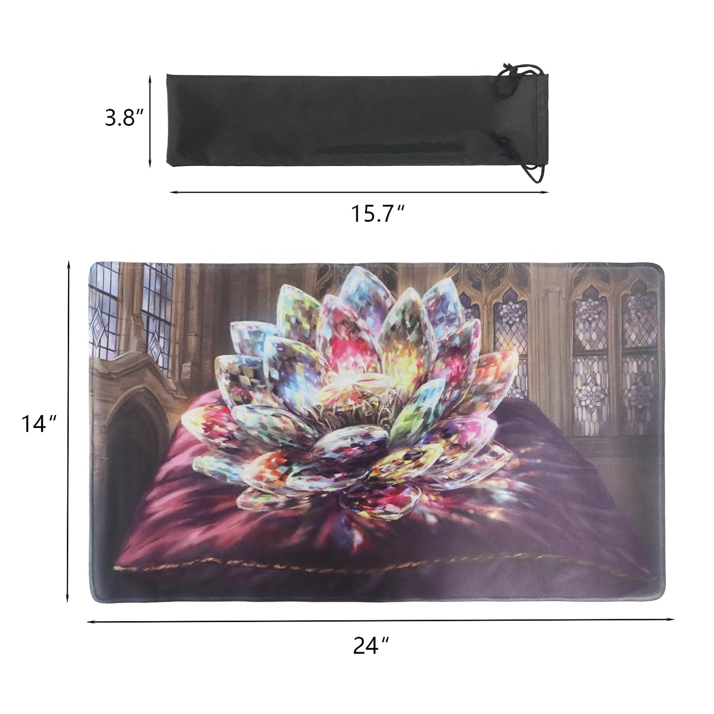Gis Guardian Mtg Playmat 24 X 14 Inches, Non-Slip Rubber Card Game Playmats With Storage Bag, Tcg Playmat Mouse Pad (Lotus)