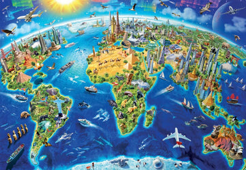 Educa 2000 World Landmarks Globe Puzzle - Cardboard, Model 17129