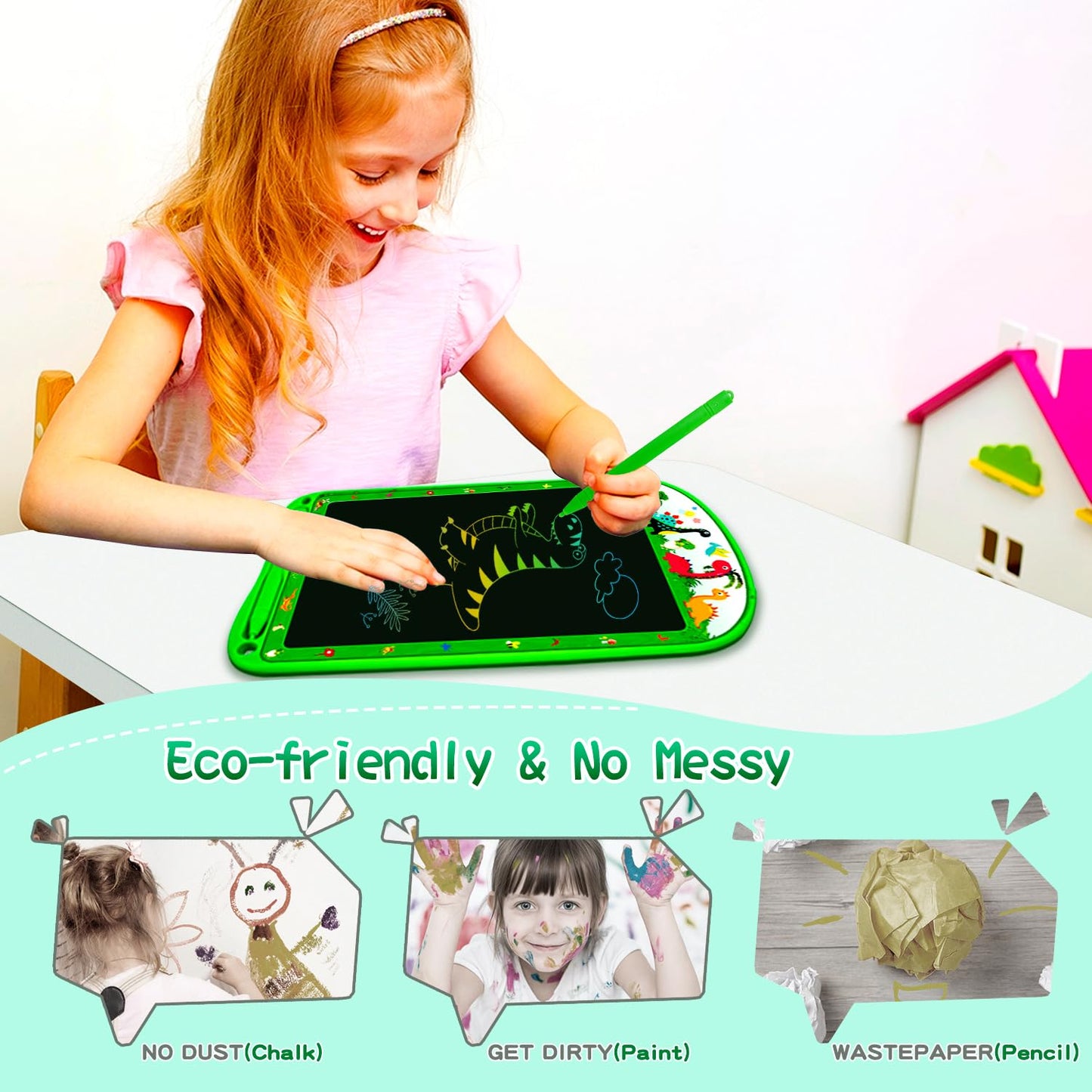 2 Pack Lcd Writing Tablet For Kids,10 Inch Colorful Doodle Board Drawing Pad For Kids Sensory Toys Educational Erasable Sketch P