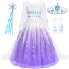 Aolliya Princess Dress for Girls Snow Queen Princess Costumes Purple Princess Dress Up for Halloween Cosplay Carnival