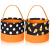 2 Pieces Trick or Treat Bags Halloween Candy Buckets Fabric Candy Tote Bags for Halloween Supplies, 2 Styles (Corn and Dot)