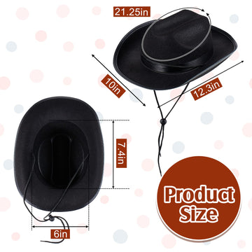 Hercicy Cowboy Hat, 6 Pack Kids Western Hat Cowgirl Hat Cowboy Hat For Boys Kids Girls Dress Costume Clothes, Party Supplies (Bl