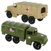 TimMee Plastic Army Men TRUCKS - OD Green & Tan M34 Deuce and a Half Cargo Vehicles US Made