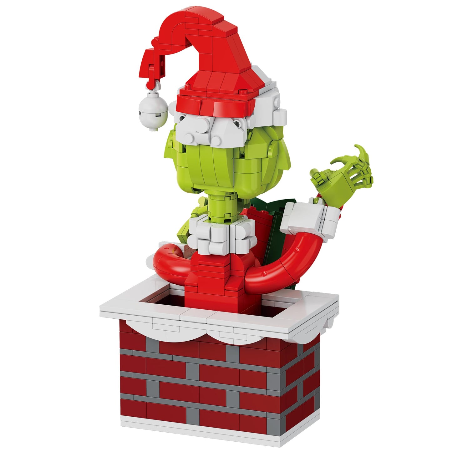 Brickcraft Grinch Building Set, 504 PCS Christmas Toy Kit, Movable Arms, 3"x11"x7", Multicolored, Holiday Collectible Model for Ages 8+