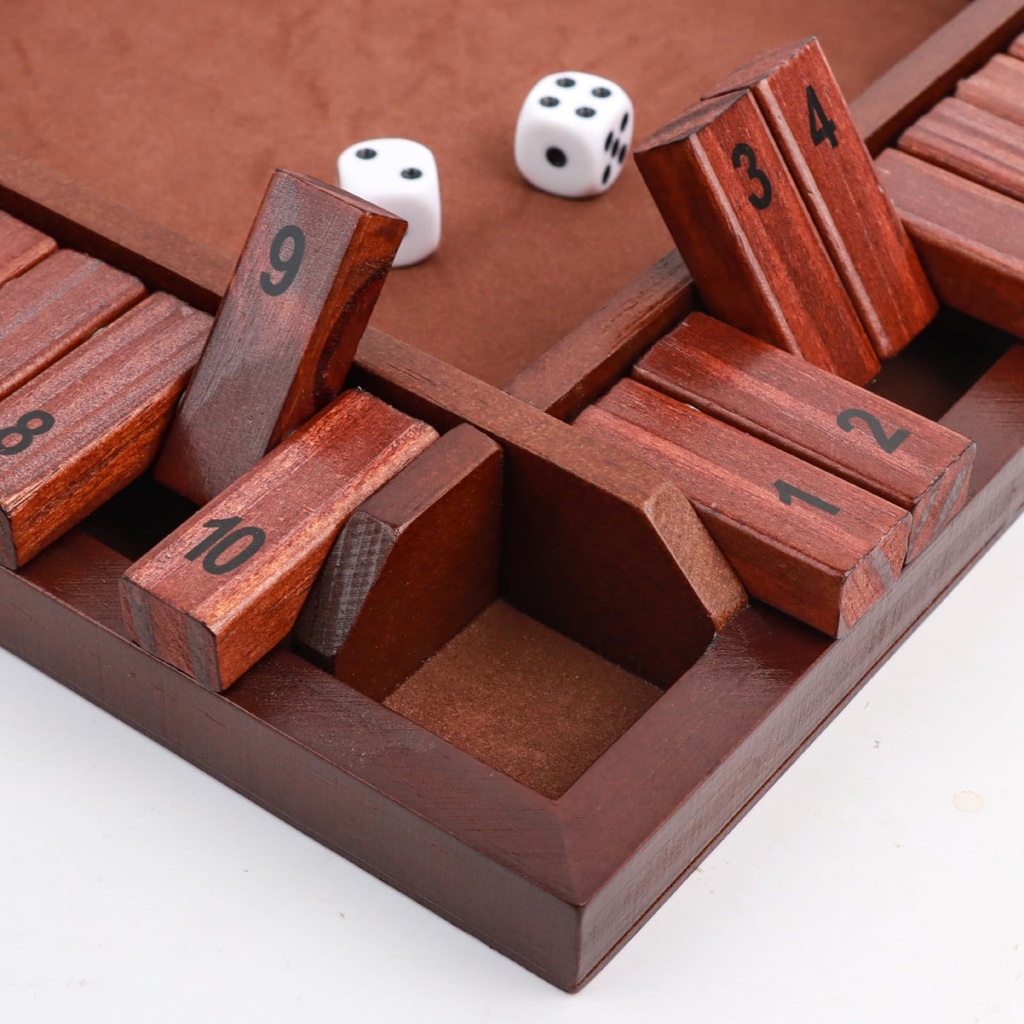 Merrypony Shut The Box Game Wooden 4 Player, 12 Inch Close The Box Game Wooden Board Games With 12 Dice, Table Math Games Number