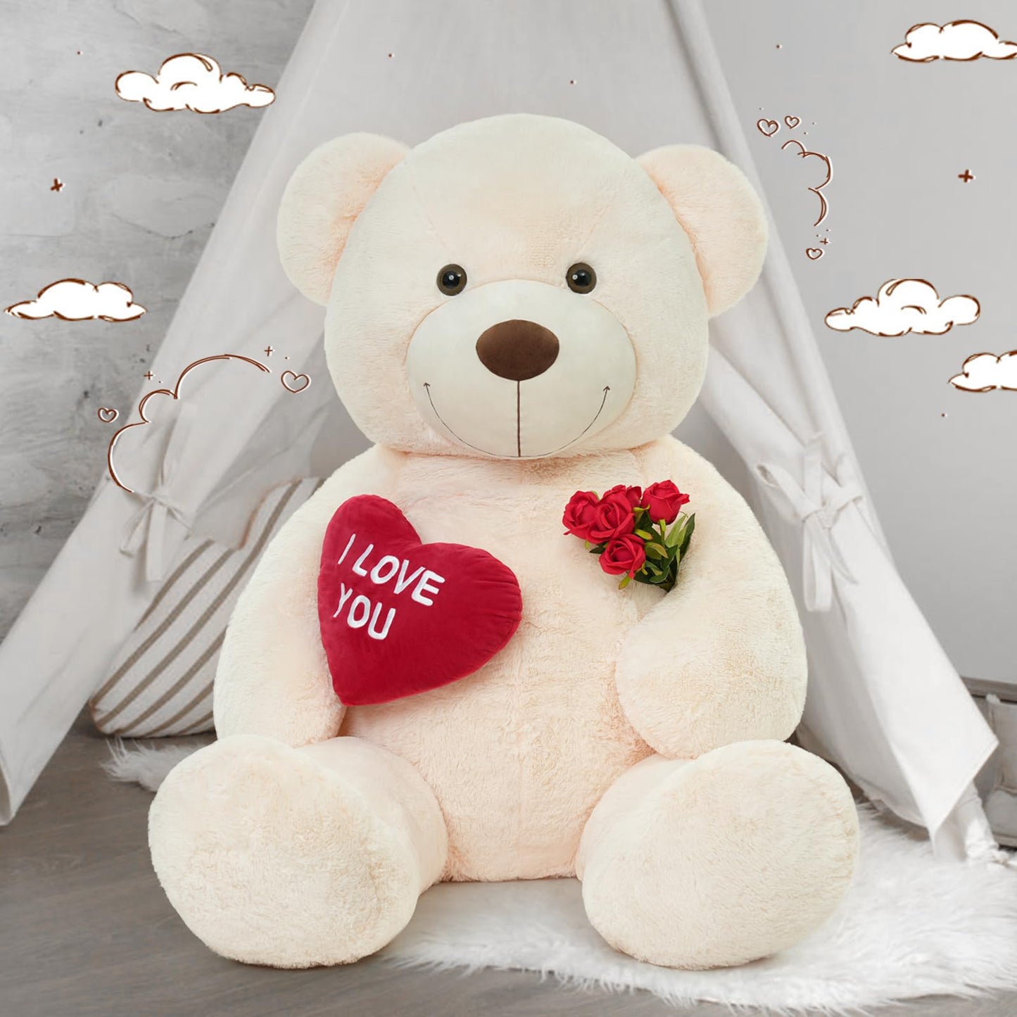 Maogolan Big Teddy Bear 6 Feet For Girlfriend - I Love You Red Heart Giant Teddy Bear Stuffed Animal - Huge Valentines Teddy Bear For Boyfriend,Wife,Lover - Valentine'S, Anniversary, Birthday