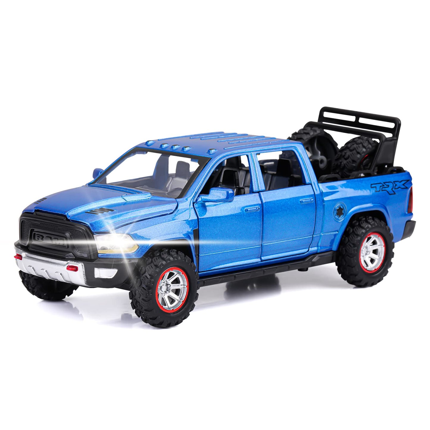 SASBSC RAM TRX 1500 Toy Trucks for Boys Diecast Metal Pickup Truck Toy Pull Back Model Cars with Light and Sound for Kids Aged 3