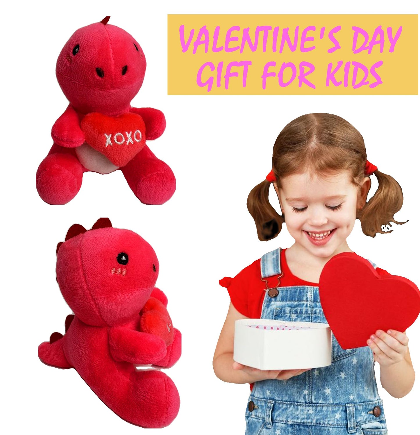 Rdogeia Valentines Day Gifts For Kids,6Pcs Cute Dinosaur Plush Toys,Dinosaur Stuffed Animals,Valentine Gift Exchange For Boys Gi
