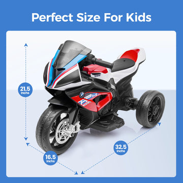Licensed BMW Kids Motorcycle - 12V Motorcycle Ride On Toy for Kids Ages 3-5 Years 3-Wheel Electric Motorcycle with Reverse Headlight Horn Music(2025NEWRED)