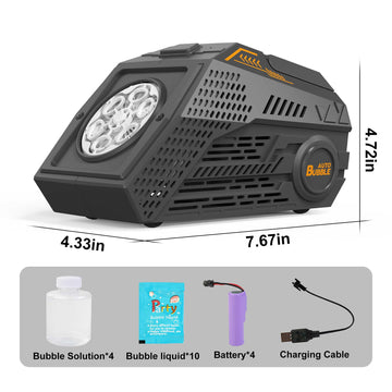 Abincee 2-Pack Bubble Machine,Automatic Bubble Blower With 4 Rechargeable Batteries 20000+ Big Bubbles Per Minute Toys For Kids Summer Outdoor Birthday Wedding Party(Black+Black)