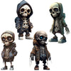4Pcs Skull Decor Skeleton Figurines Horror Movie Garden Gnomes Halloween Skeleton Statues Decor Set Cute Skeleton Resin Indoor Decorations Unique Skull Ornaments Gift for Children mature-themed