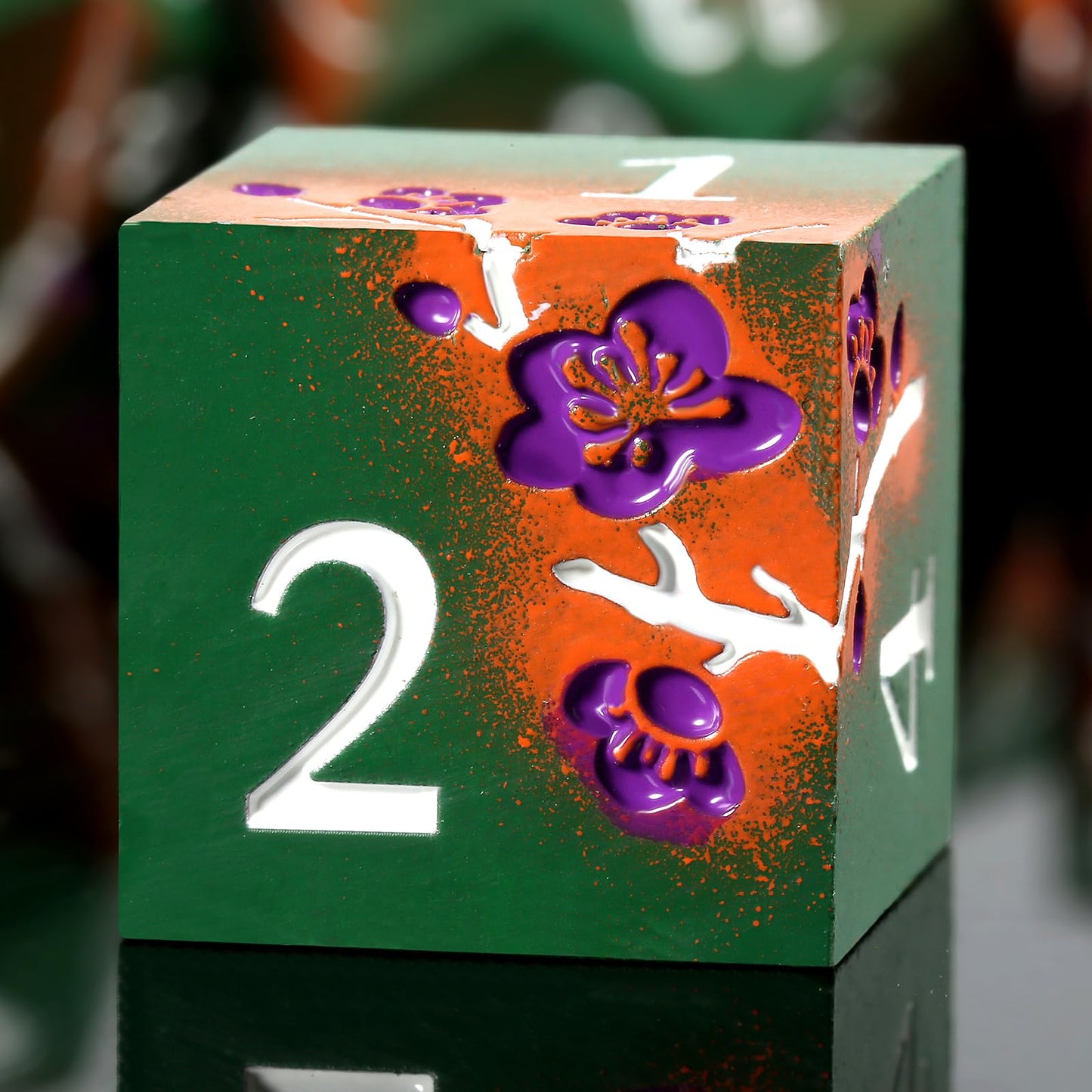 DNDND Metal Dice, 7 PCS Metallic Flowers D&D Dice with Gorgeous Gift Case for DND Dungeons and Dragon Tabletop Game (Army Green
