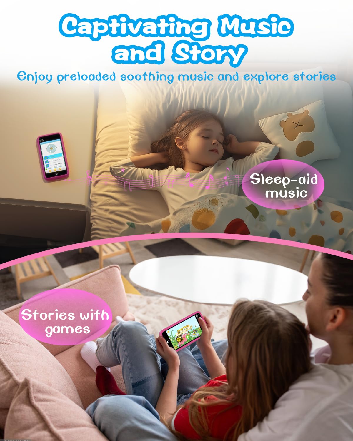 MOMILLA Kids Toys Smart Phone, Girls Toys with 3.97'' Touchscreen Phone, Birthday Gift for Kids Age 3-12, Toddler Toys Learning