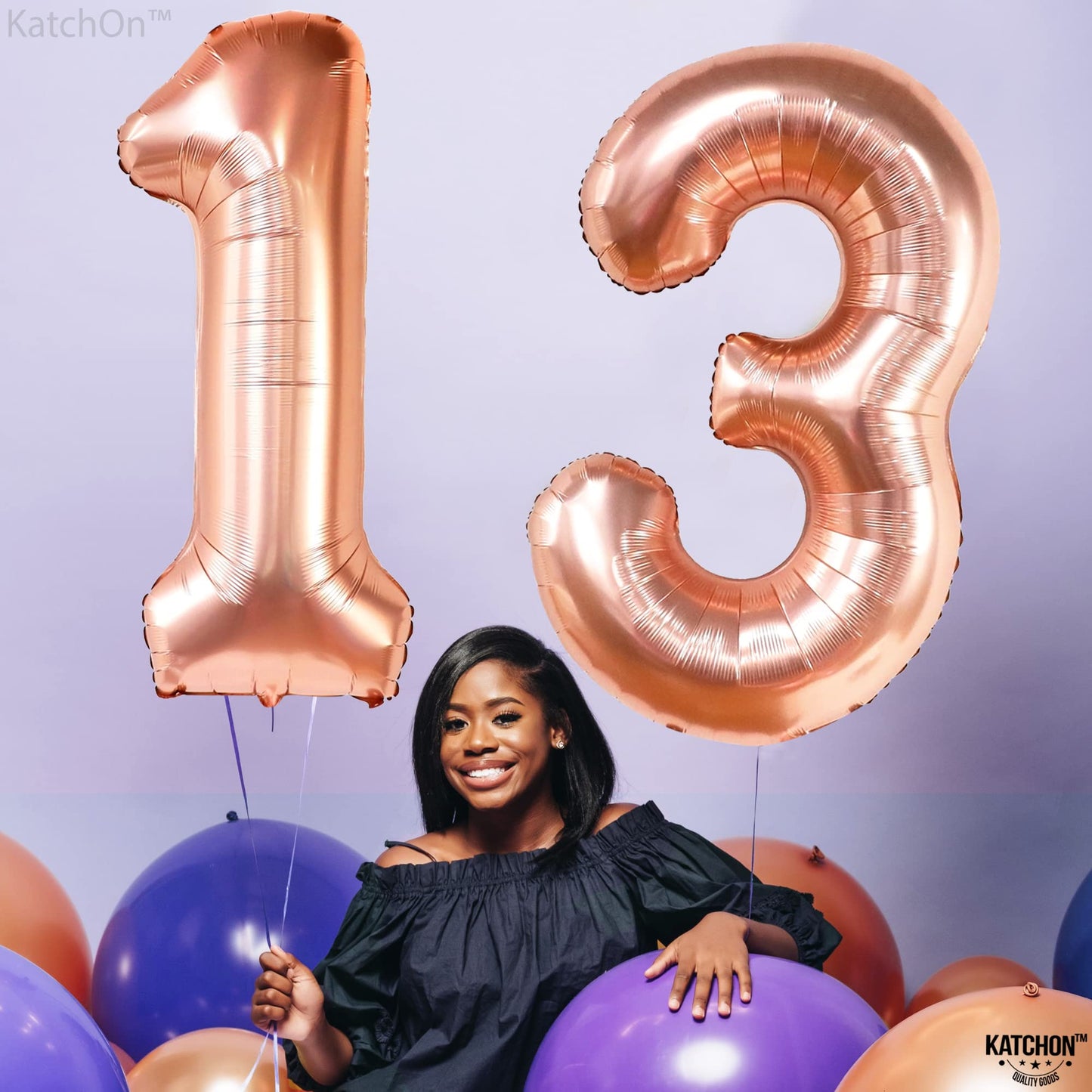 Giant Rose Gold 13 Balloon Numbers - 40 Inch Happy 13 Birthday Balloon | Rose Gold 13Th Birthday Decorations For Girls | Official Teenager Birthday Decorations, Sweet 13 Birthday Decorations For Girls