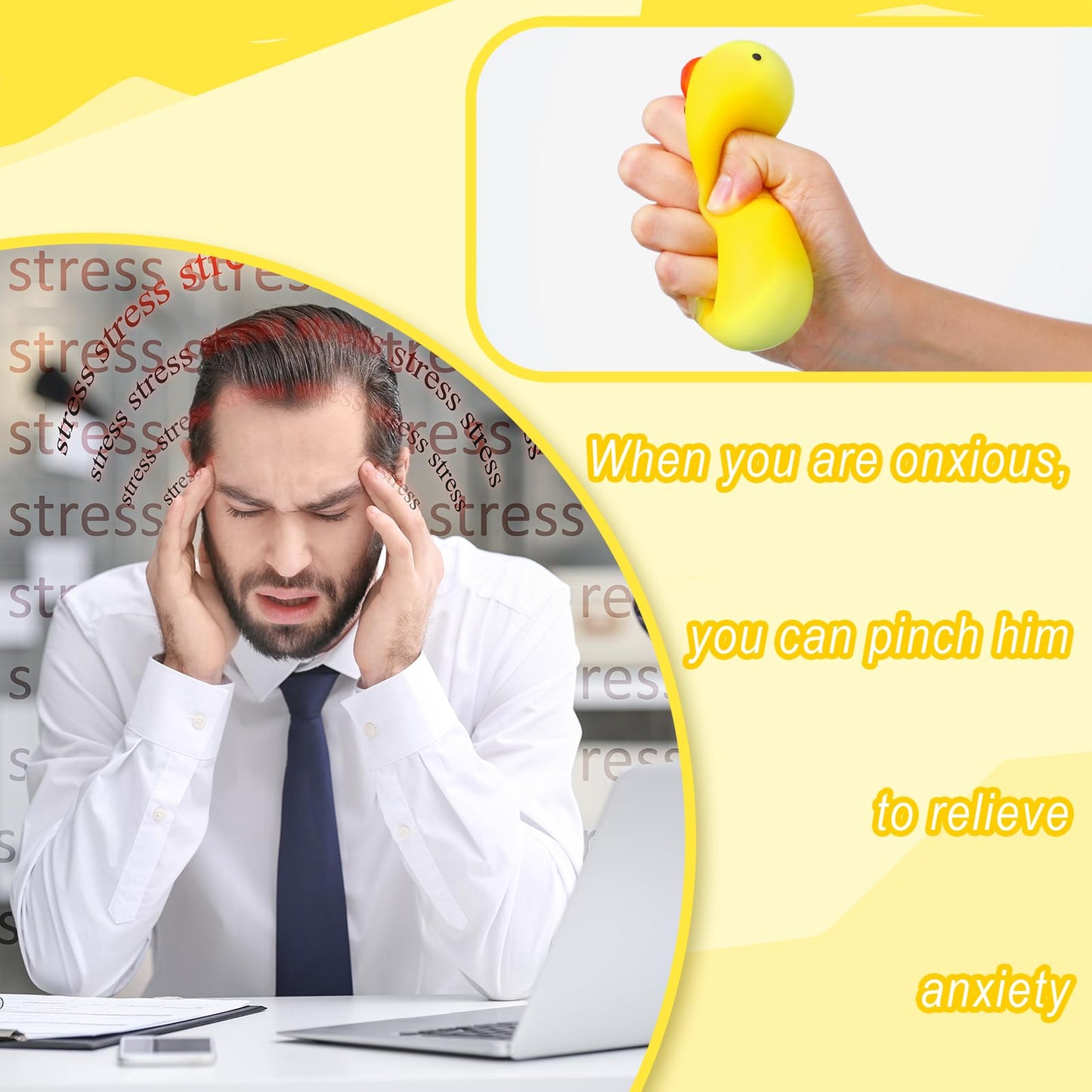 Meooeck 12 Pcs Duck Stress Relief Toy Stress Balls for mature-themed Mini Duck Party Favors Cute Squeeze Toys Fidget Animal Ball Fun for Birthday Party Office Birthday Christmas Stuffer Gift Classroom Prizes