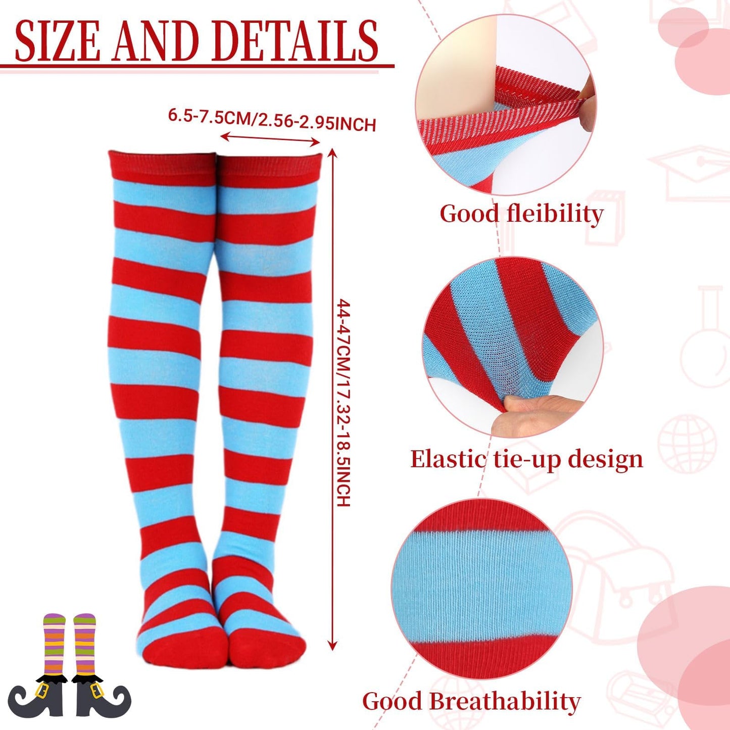 Jchrmers World Book Day Thing Costume Set Include Tutu Skirt Ponytail Headband Bowtie Striped Knee Socks And Gloves(Style1)