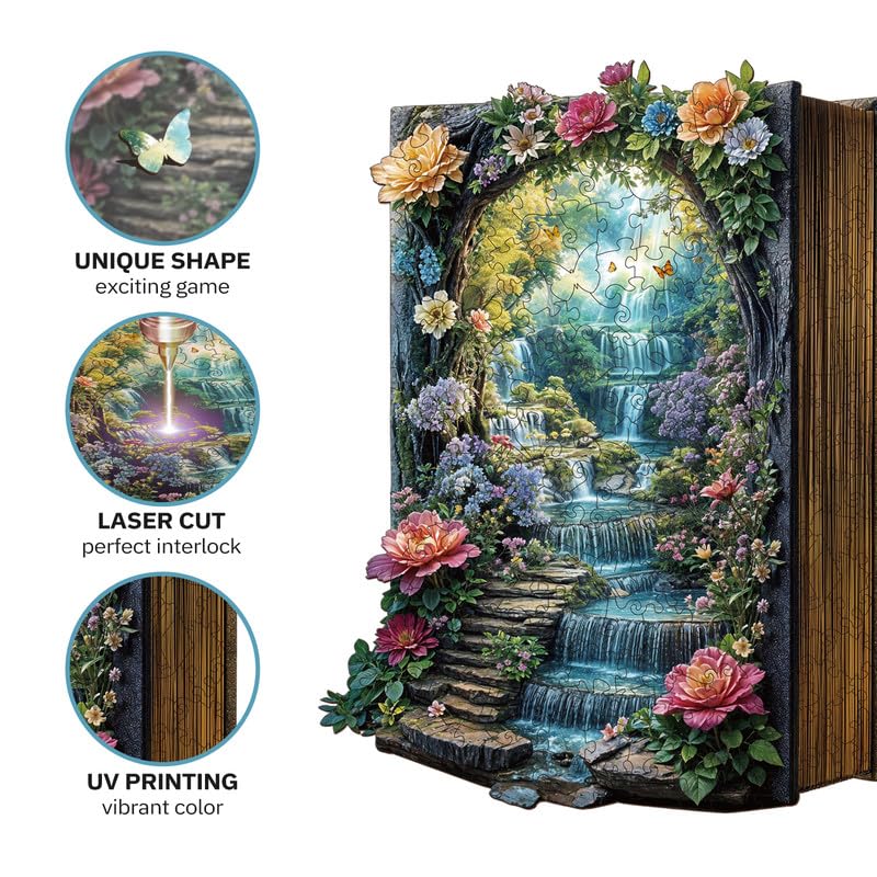 Jigfoxy Wooden Puzzles for mature-themeds Beautiful Scenes From a Book Wood Puzzles mature-themed Unique Animal Shape Wooden Jigsaw Puzzles for mature-themeds Birthday Gifts for Puzzle Lovers Family (S-6.3*8.5in-108pcs)