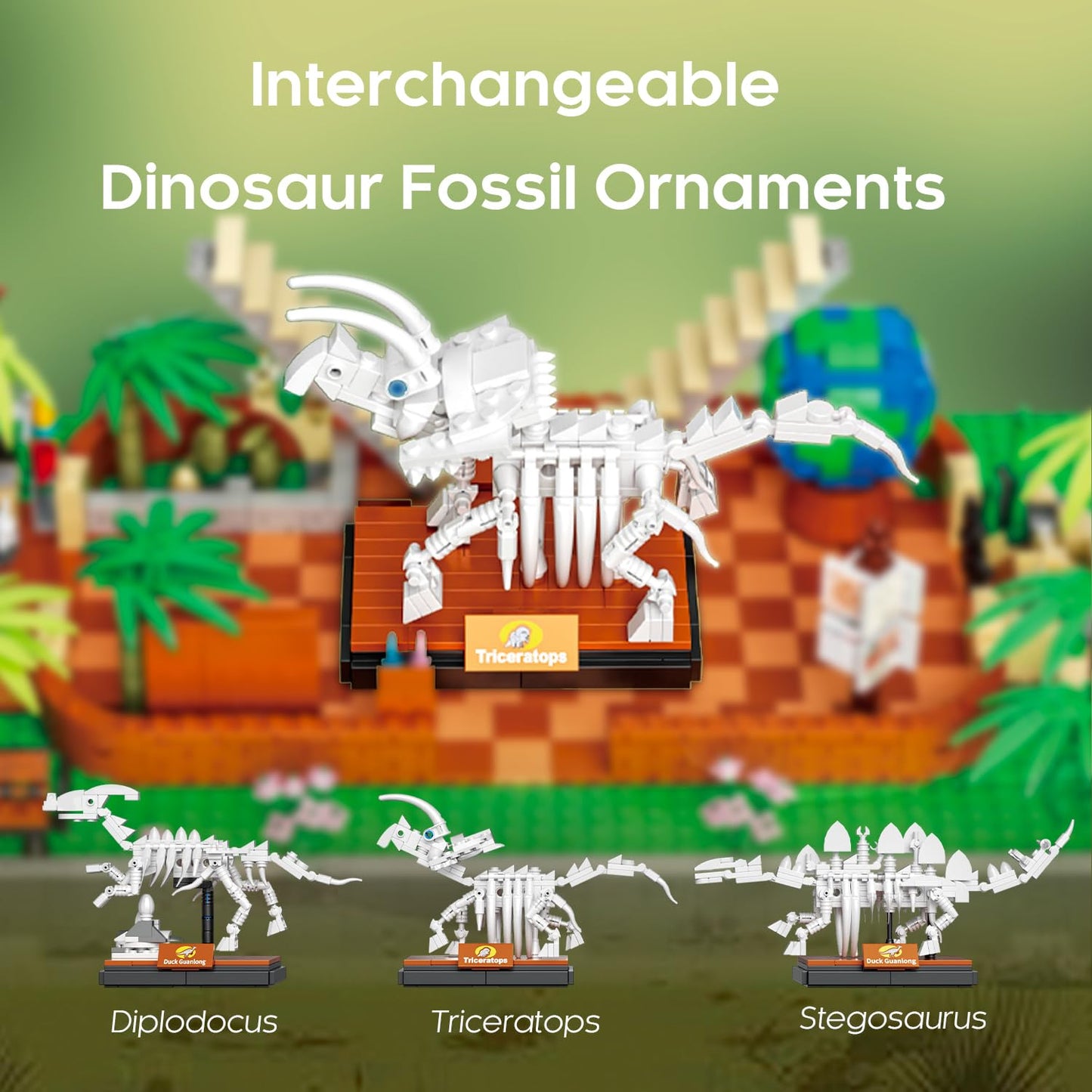 Bricktribe Mini Building Set For Adults Dinosaur Museum Toy With Led Light, Jurassic World Dino Fossils Building Block Kit, Arch