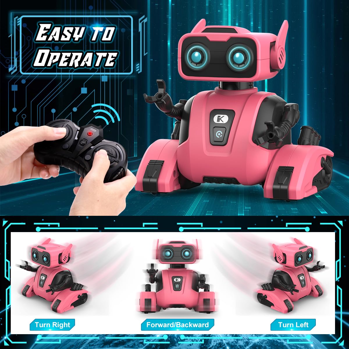 Kaekid Robot Toys For Girls, 2.4Ghz Remote Control Robot Toy, Rc Robots For Kids With Led Eyes, Flexible Head & Arms, Dance & Sound, Gifts For Boys Girls Ages 3 4 5 6 7 8 Years
