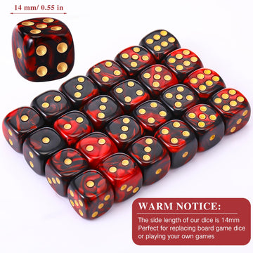 Tecunite 25 Pieces Colored Dice 6 Sided Dice Set, 6 Sided Standard Dices With Black Drawstring Storage Bag For Board Games, Part