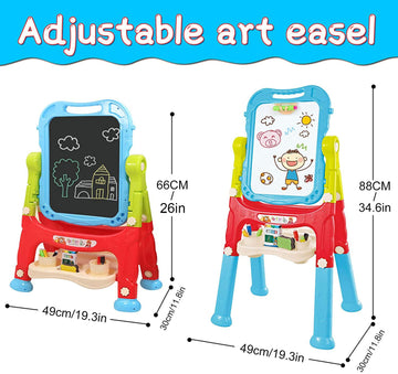 Mojitodon Kids Easel - Double-Sided Adjustable Art Easel with Accessories, Blue, Plastic