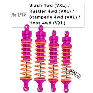 4PCS All Aluminum Front Rear RC Shocks Upgrade Parts for 1/10 Slash 4x4 Rustler 4X4 Stampede 4X4 Hoss 4X4, ARRCat Big Bore RC Sh