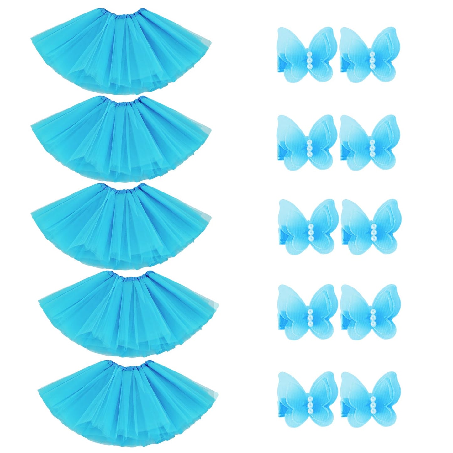 Bgfks Tutu Skirt For Girls,5 Pack Princess Party Favor Dress Skirt Set With Hairclips For 2-8 Years.(Red)