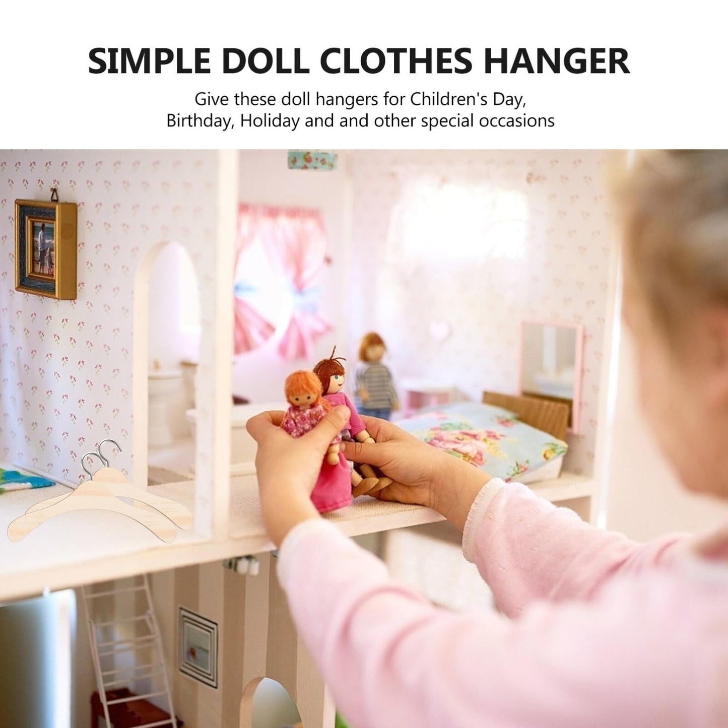 Iplusmile 20Pcs Miniature Wooden Clothes Hanger For Dolls Doll Accessories Practical Dollhouse Organization Tool For Keeping Clo