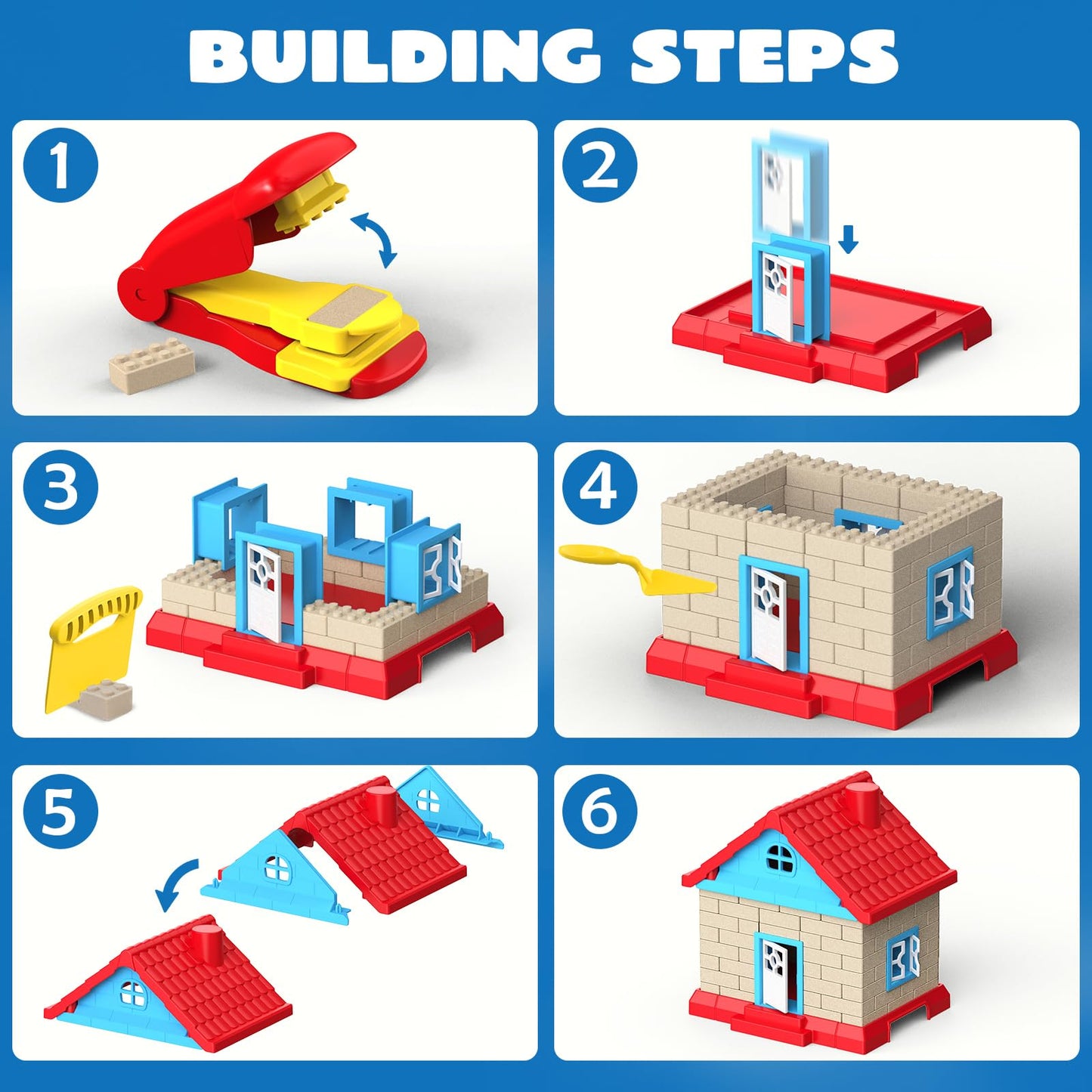 CICIPLAY Sand Play Set, 1.7lbs Moldable Self-Sticking Play Sand for Kids, Sensory Building Toy Set for Kids Age 3+, Birthday Gif