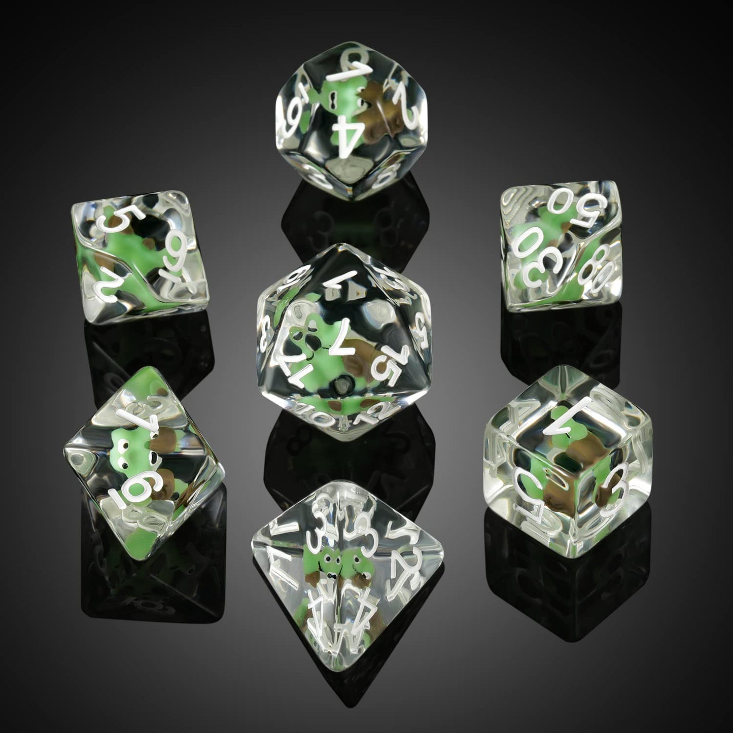 Snail Dice Set DND, DNDND Resin 7 D&D Die with Velvet Bag for Dungeons and Dragons D&D Rolling Games and Tabletop Games(Green Sn