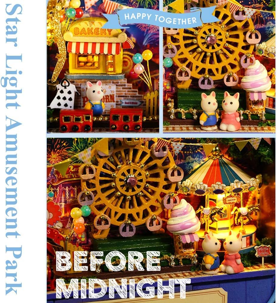 Spilay Dollhouse Miniature with Furniture DIY Dollhouse Kit Mini Iron Box Theater 1:24 Scale Creative Room Best Birthday Gift for mature-themed Lover Girl Friend Birthday Gift (Star Light Amusement Park)