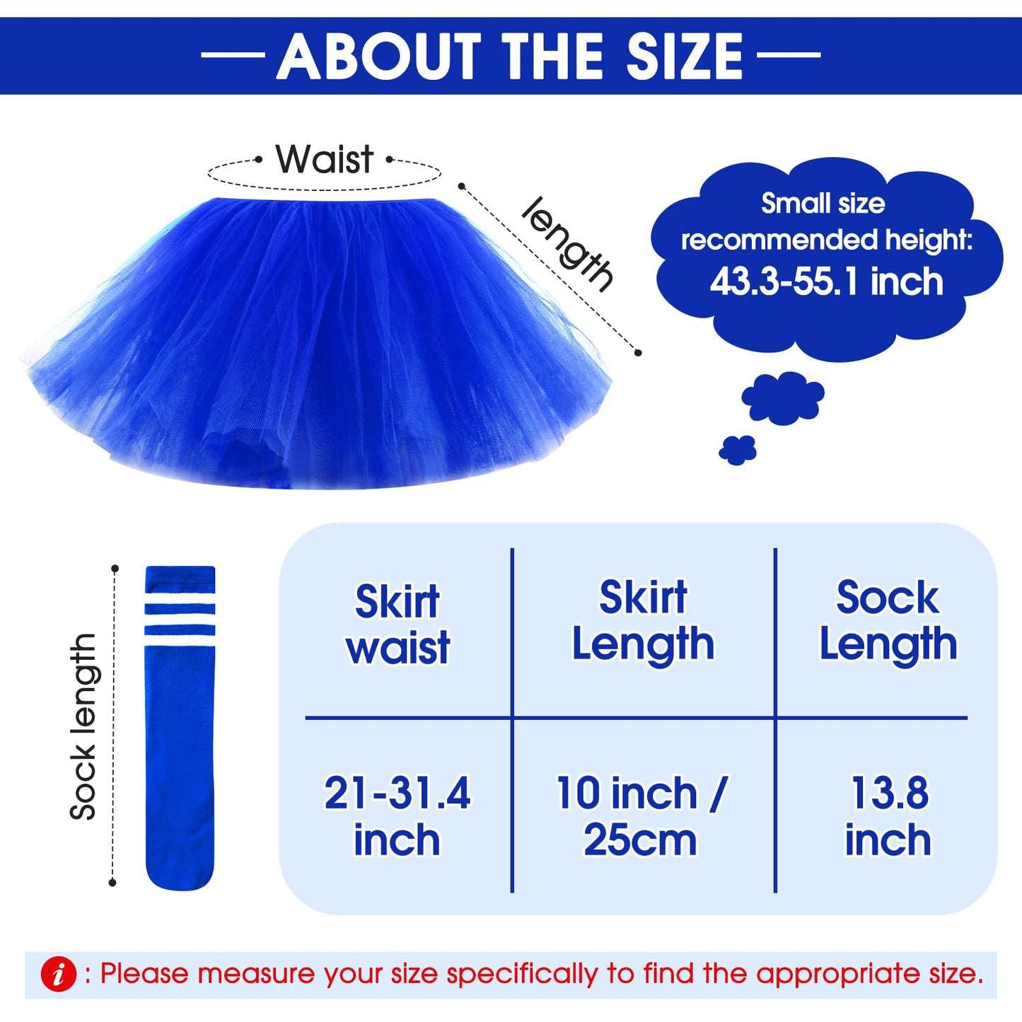 5 Layered Tutu Skirt For Kids Tulle Tutu Skirt With Tube Socks Princess Runners Costumes Cosplay For Girls Kids (Dark Blue)