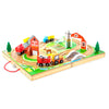 Melissa & Doug 17-Piece Wooden Take-Along Tabletop Farm, 4 Farm Vehicles, Play Pieces, Barn, Grain House