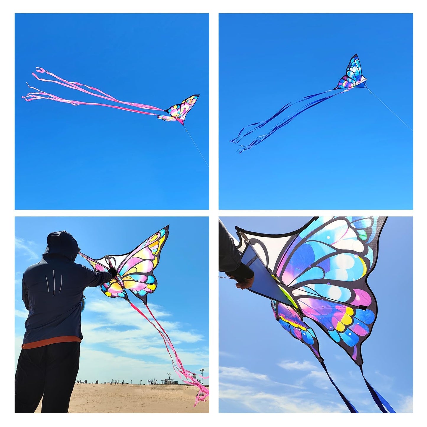 Simxkai Butterfly Kite For Kids & Adults, Easy To Fly Big Kite For Beginners Purple