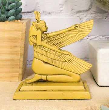 Ebros Ancient Egyptian Hieroglyphic Kneeling Winged Goddess Maat Mini Figurine 3.25' High Gods And Goddesses Of Egypt Miniature Hieroglyph Decor Sculpture Collectible Deity Of Truth And Justice Statue