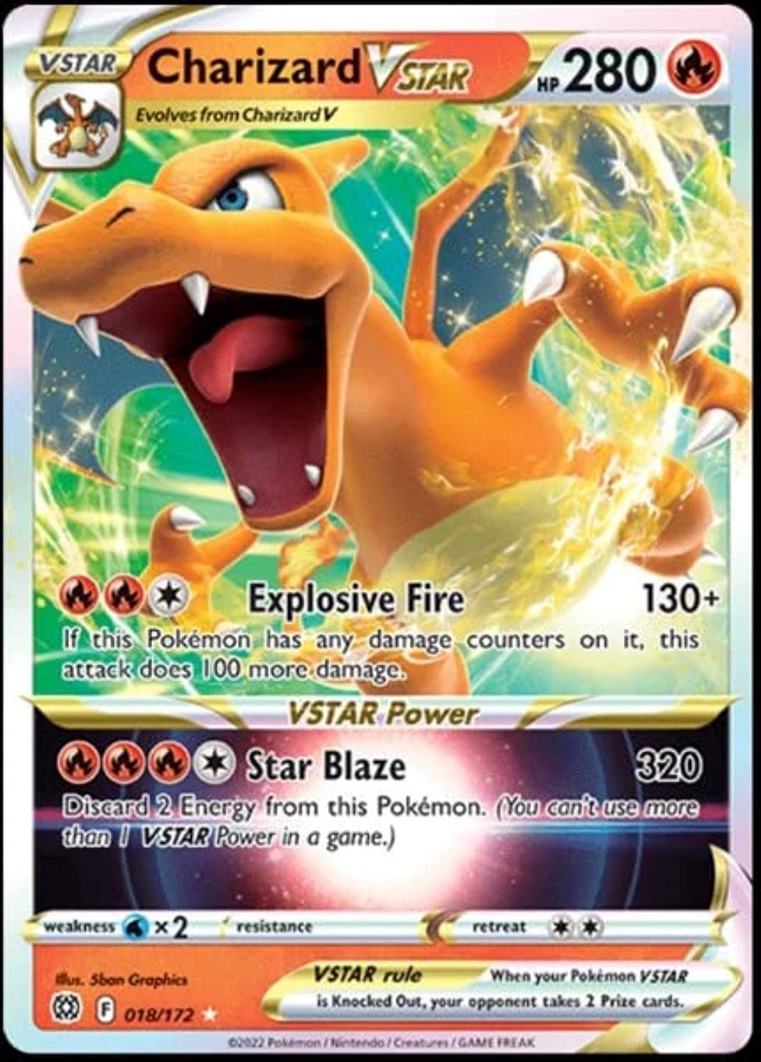Pokemon Charizard VSTAR 018/172 Ultra Rare Card - Multicoloured Cardstock Collectible