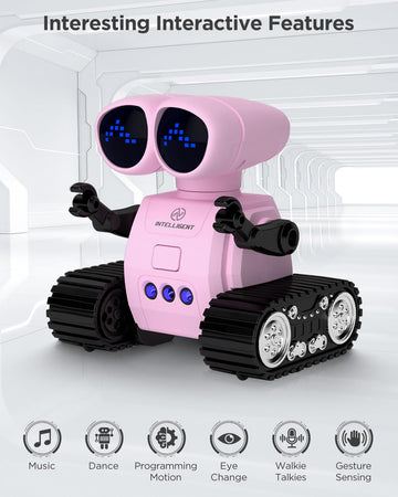 Robot Toys For Kids, Rechargeable Remote Control Robot Toys With Walkie Talkies, Programming, Gesture Sensing, Music, Changeable