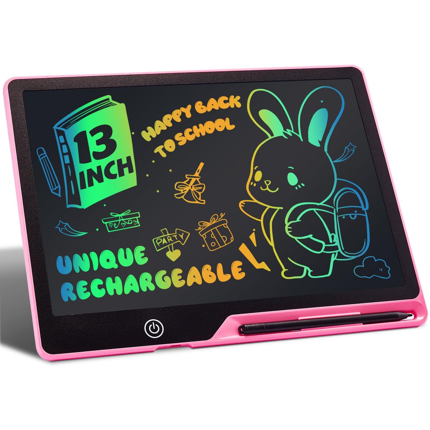 Kinayue 13 Inch Lcd Writing Tablet For Kids, Rechargeable Doodle Board, Kid Drawing Pad Learning Toys Best Gift For Birthday Chr