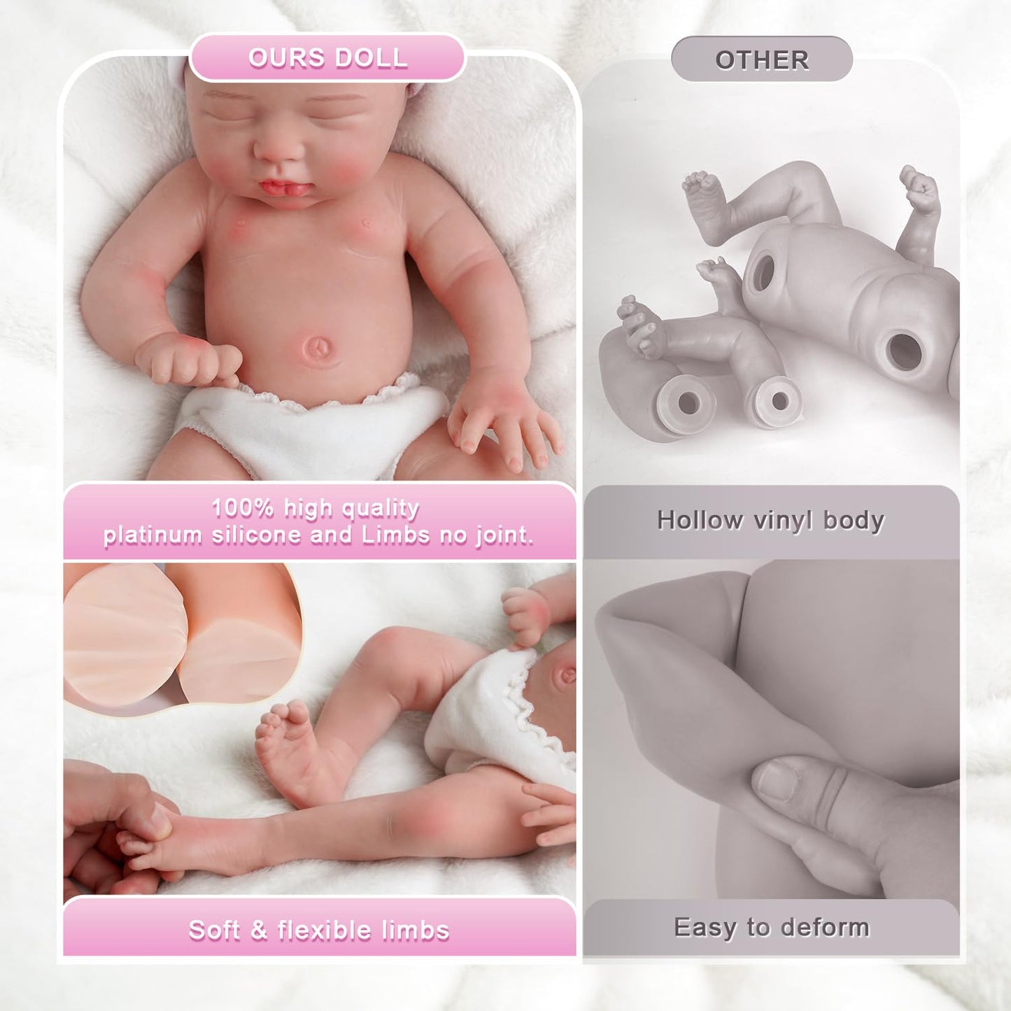Babeside Lifelike Reborn Baby Dolls Silicone Full Body - Girl 12 Inch - Soft Body Flexible Limbs Realistic Real Life Baby Dolls With Accessories For 3+ Years Old Girls Boys Gift