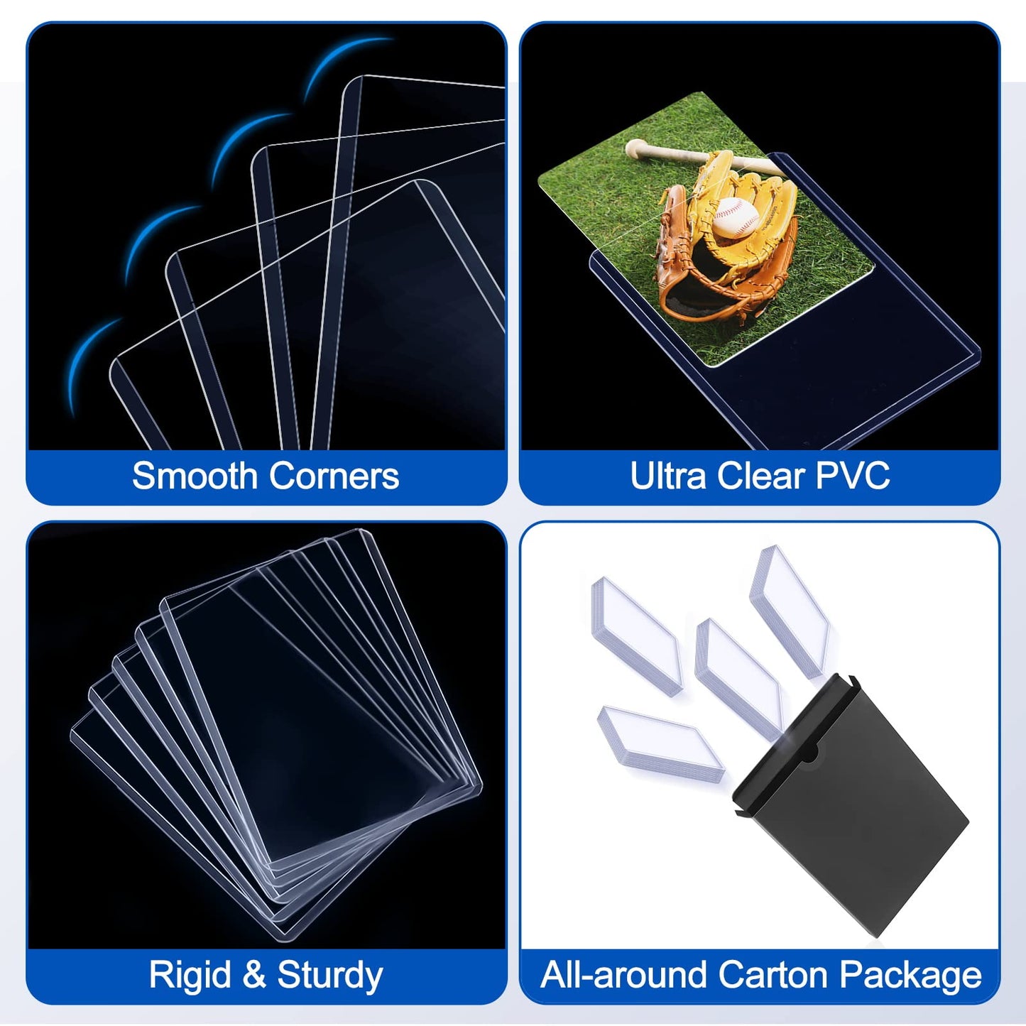 32 Count Topload Card Holder, Sooez 35Pt Topload Card Protector, 3' X 4' Hard Plastic Card Sleeves, Baseball Card Protector, Rigid Toploading Card Case For Collectible Trading Sports Cards