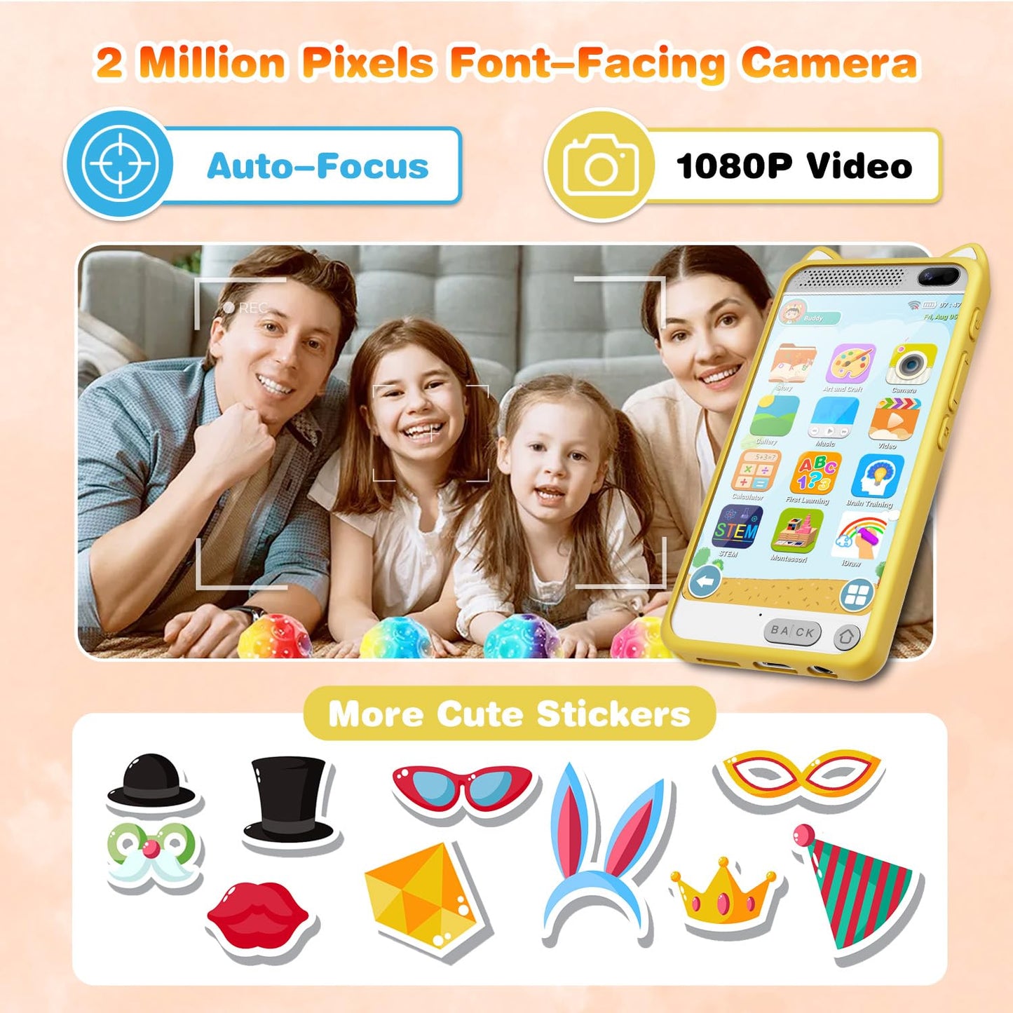 Kids Toys Phone 3.97'' Touchscreen Learning Phone Puzzle Games Christmas Birthday Gifts for Kids, Toddler Toys for Girls Age 3 4