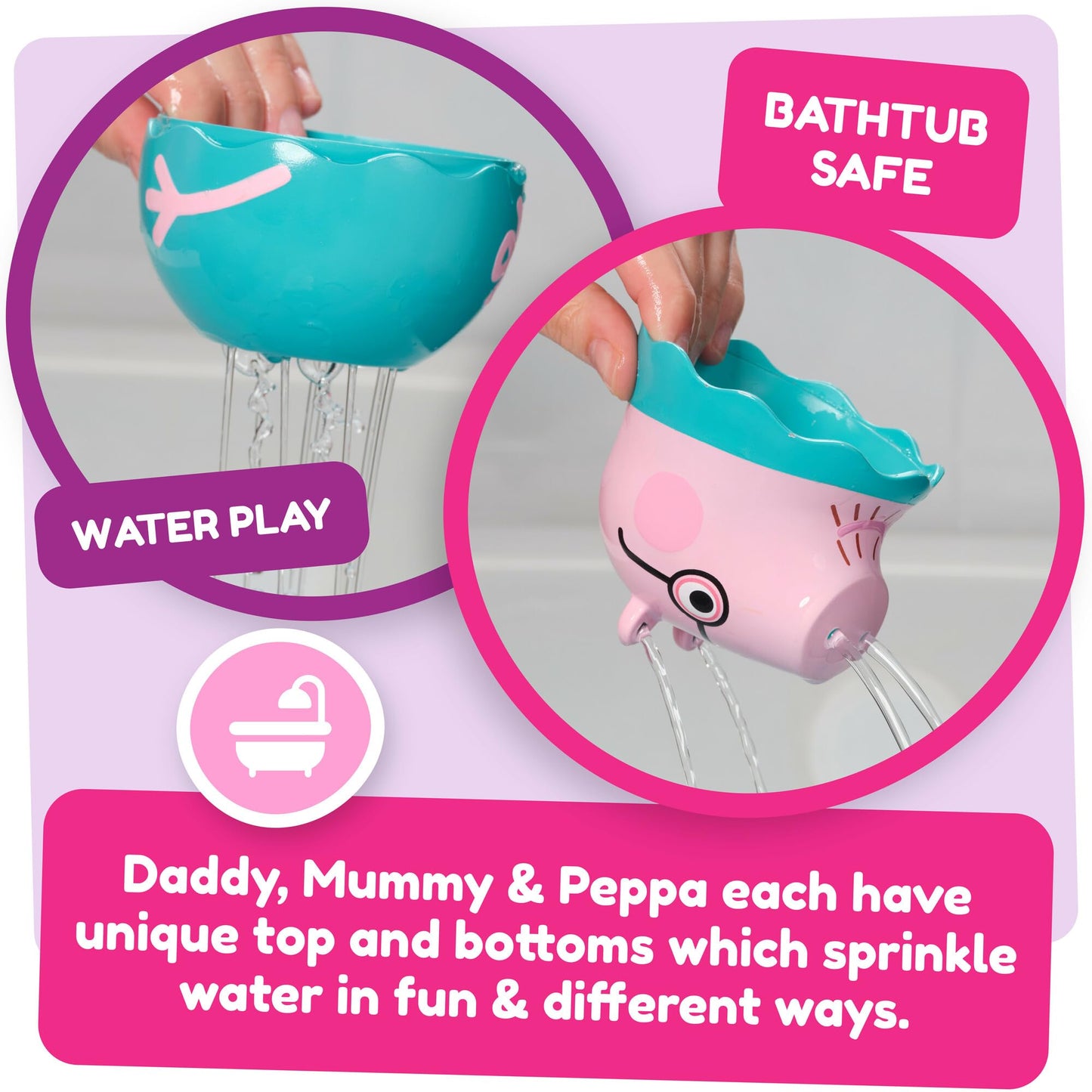 Tomy Toomies Peppa Pig Nesting Family - Includes Peppa Pig, Mummy Pig, Daddy Pig And Rattling George - Sorting And Pouring Toddler Bath Toys - Toddler Water Toys For Bath - Ages 18 Months And Up