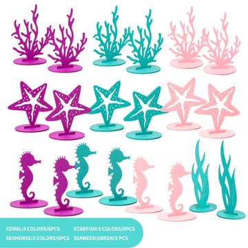 Sunbeauty 20Pcs Mermaid Party Decoration Diy Felt Table Centerpiece Under The Sea Baby Shower Little Mermaid Girl Birthday Party