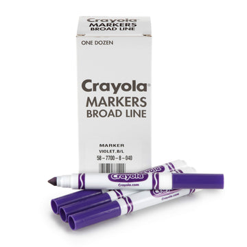 Crayola Broad Line Markers - Violet (12Ct), Markers For Kids, Bulk School Supplies For Teachers, Nontoxic, Marker Refill With Reusable Box