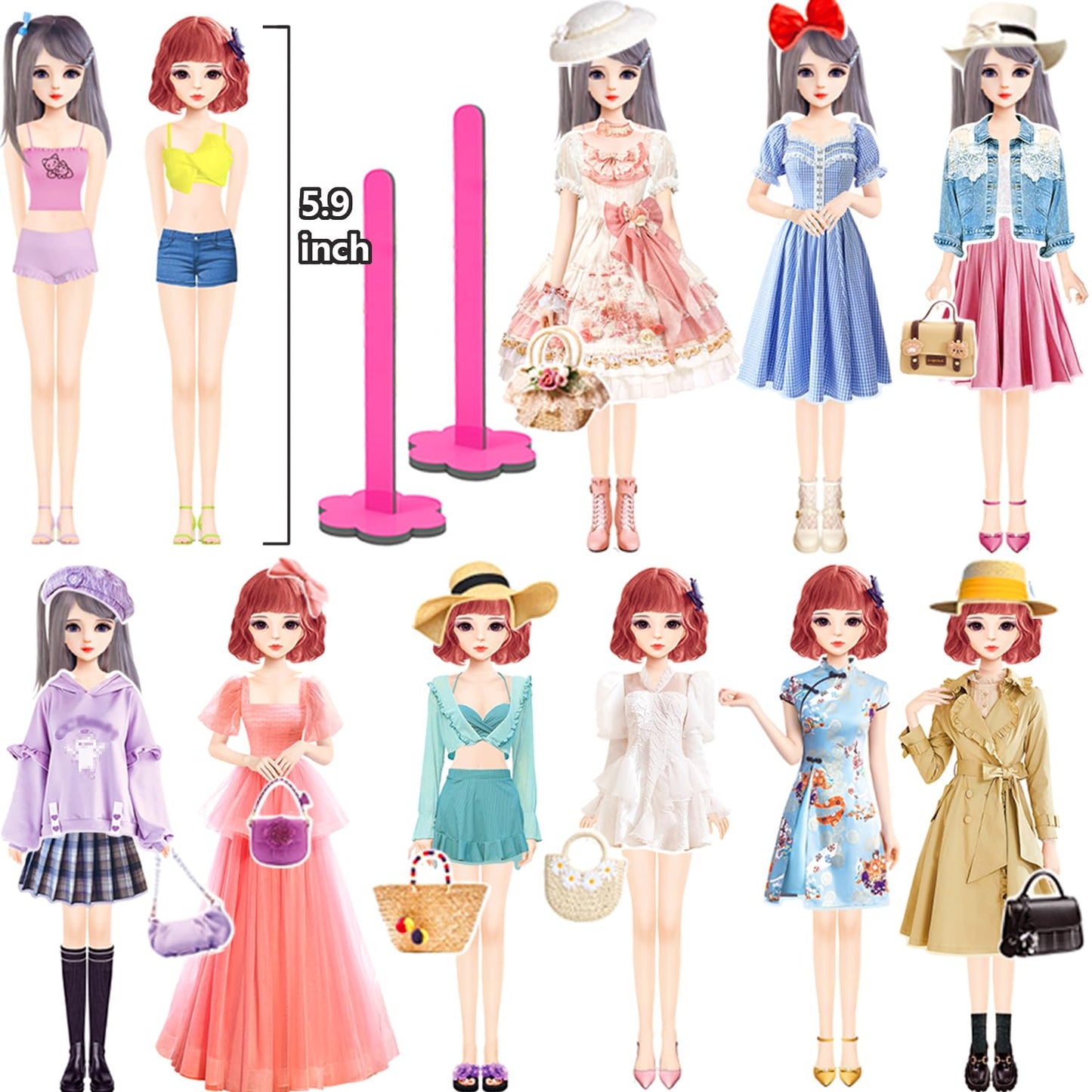 Magnetic Dress Up Dolls, Magnetic Doll Dress Up Kits Magnetic Paper Dolls Pretend Play Set For Girls Ages 4 Years And Up Kids Tr