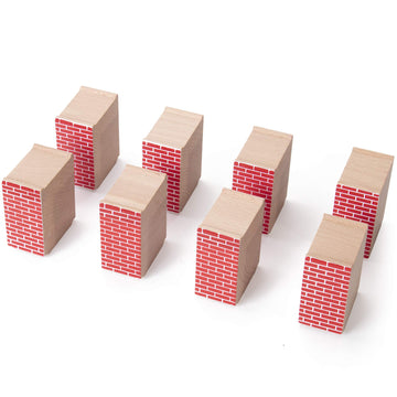 Red Brick Wooden Train Track Risers, 8-Pack - Novelty Wood Train Track Set Wooden Risers for Raised Track Set and Train Track Br
