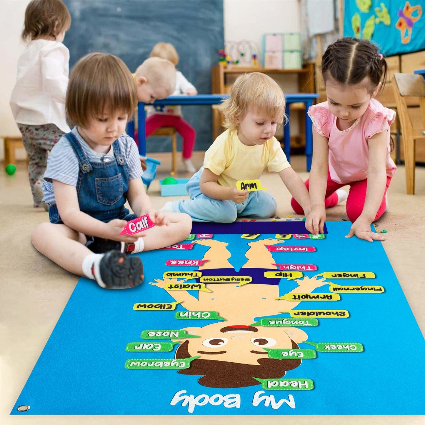 WATINC 35Pcs Felt Story Board Set - Human Organ Learning Kit, Large, Fair Skin, Model CA-WT-Felt Storyboard-Body-80p, Interactive Play for Kids