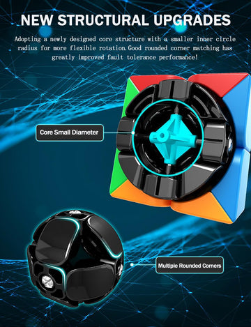 Cfmour Speed Cube 2X2 3X3 Set - Moyu Meilong 2C+3C Stickerless Magic Cubes Bundle | Fast, Smooth And Durable Puzzle Cube Brain Toy Games For Kids&Adults